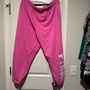 Pink Cozy Sweatpants with White Side Accent